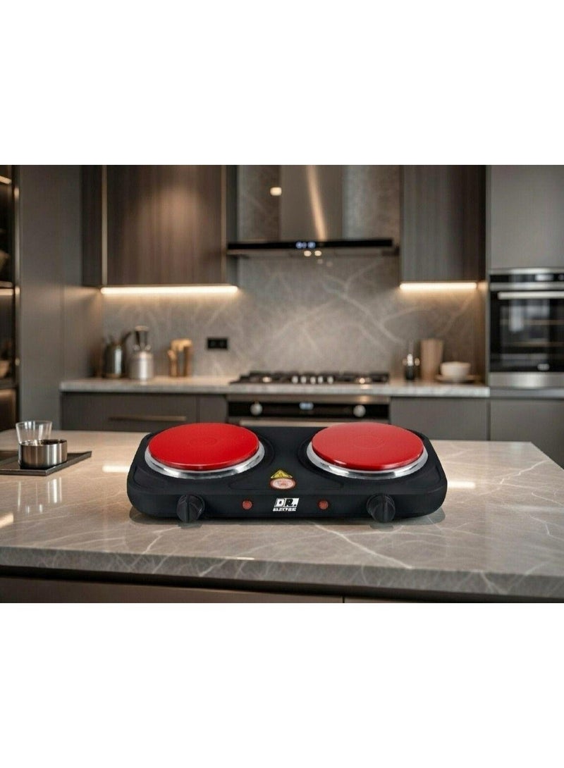 دكتور إلكتريك موقد كهربائي مزدوج 2000 واط، لوح تسخين مزدوج أسود موديل DR.20002 - Image 5